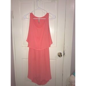 Coral open back dress