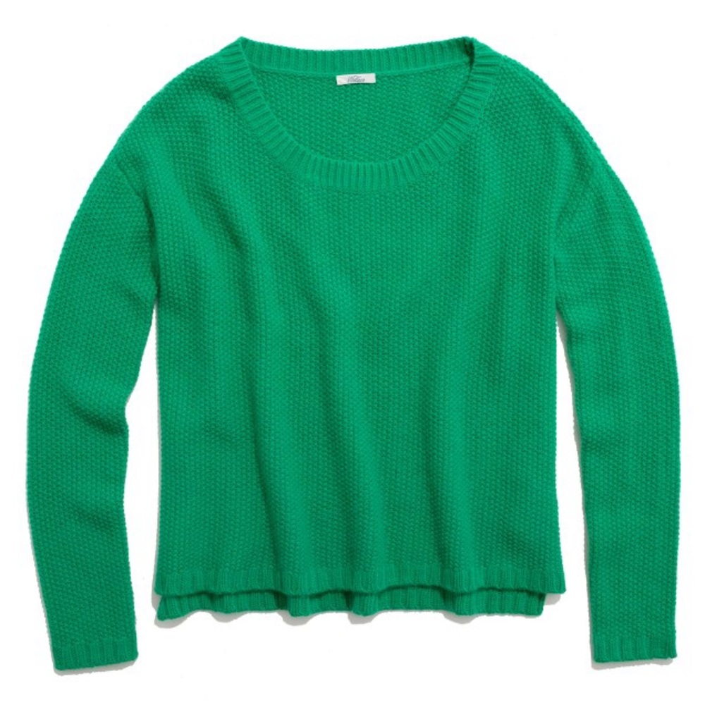 Madewell Honeycomb Kelly Green Crew Sweater