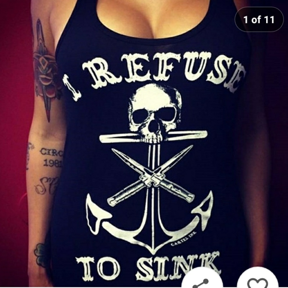 Black "i refuse to sink" tank top.