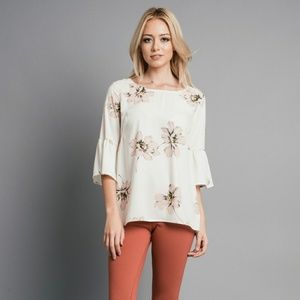 Angela Floral Bell Sleeve Top S