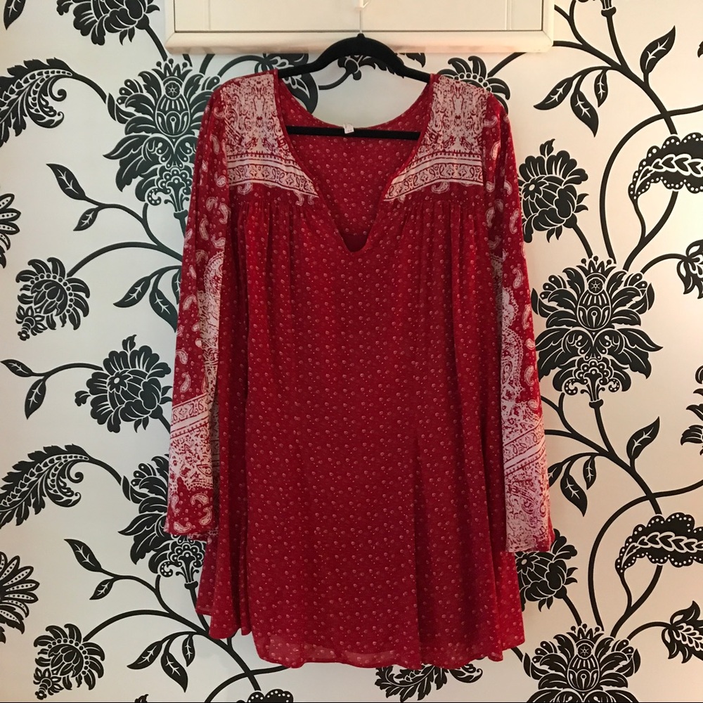 Free People Red Paisley Dress