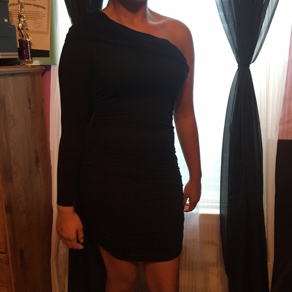 Black one shoulder dress