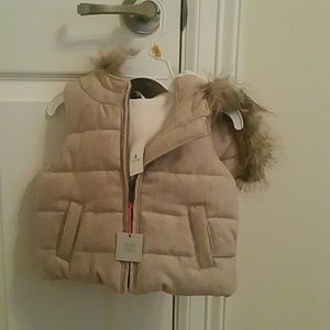 Faux fur baby girl vest