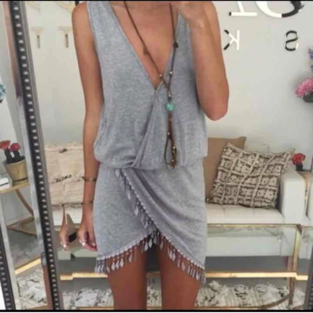 Gray Tassel Dress