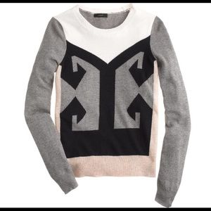 J Crew Intarsia Colorblock Cashmere Blend Sweater