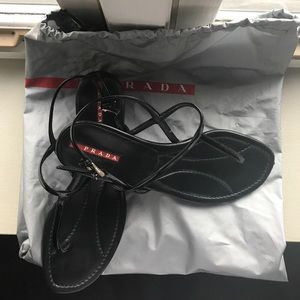 Prada leather thong sandal