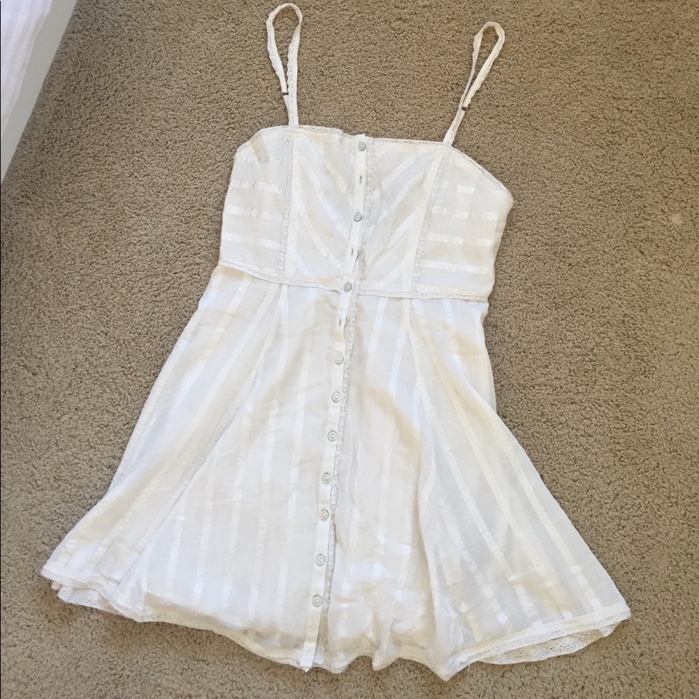 Cream dress with lace ribbon trim