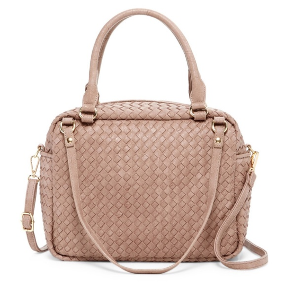 Pink Haley Rorie Woven Satchel In Taupe
