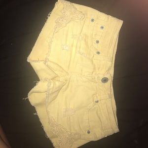 Yellow jean shorts