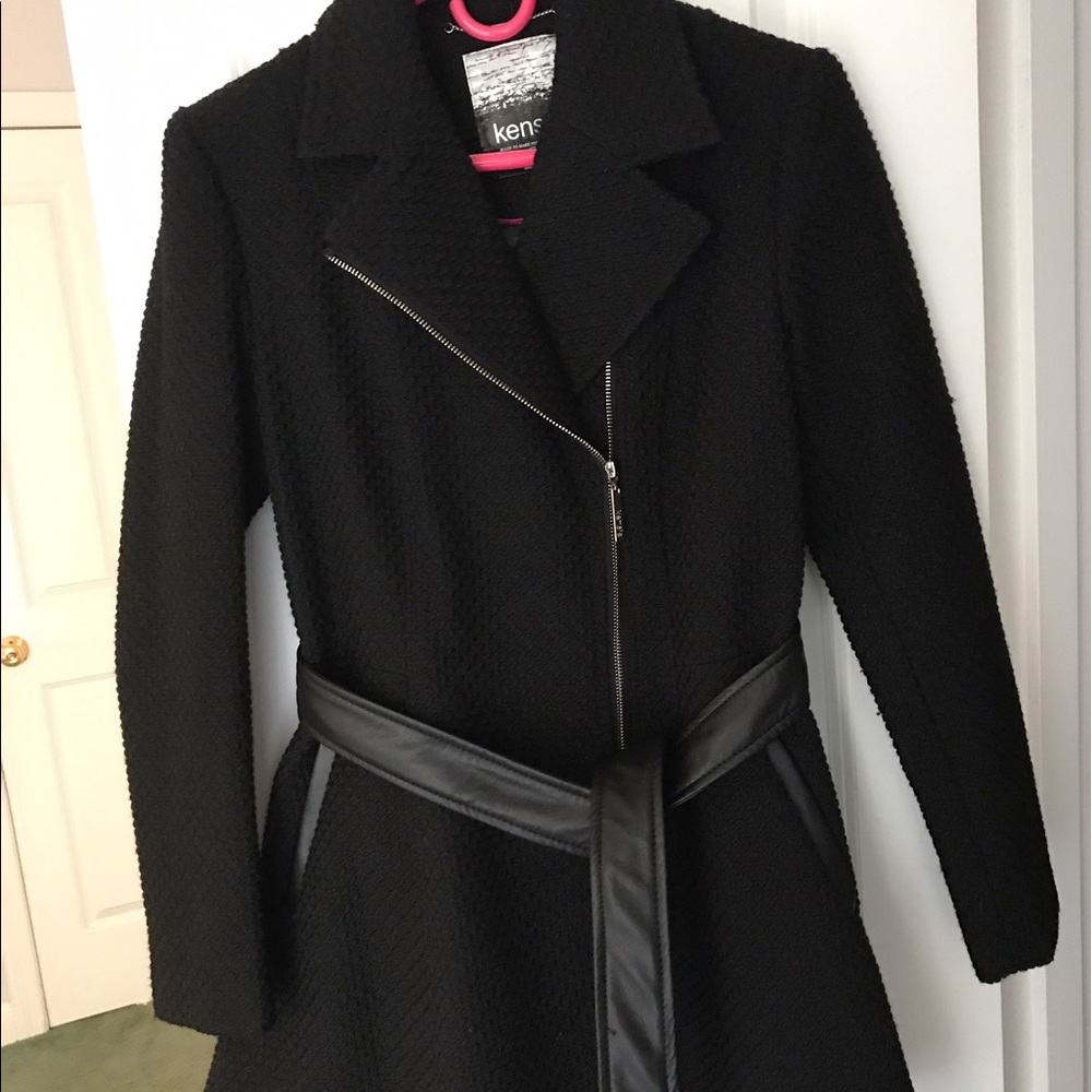 Black textured and leather jacket