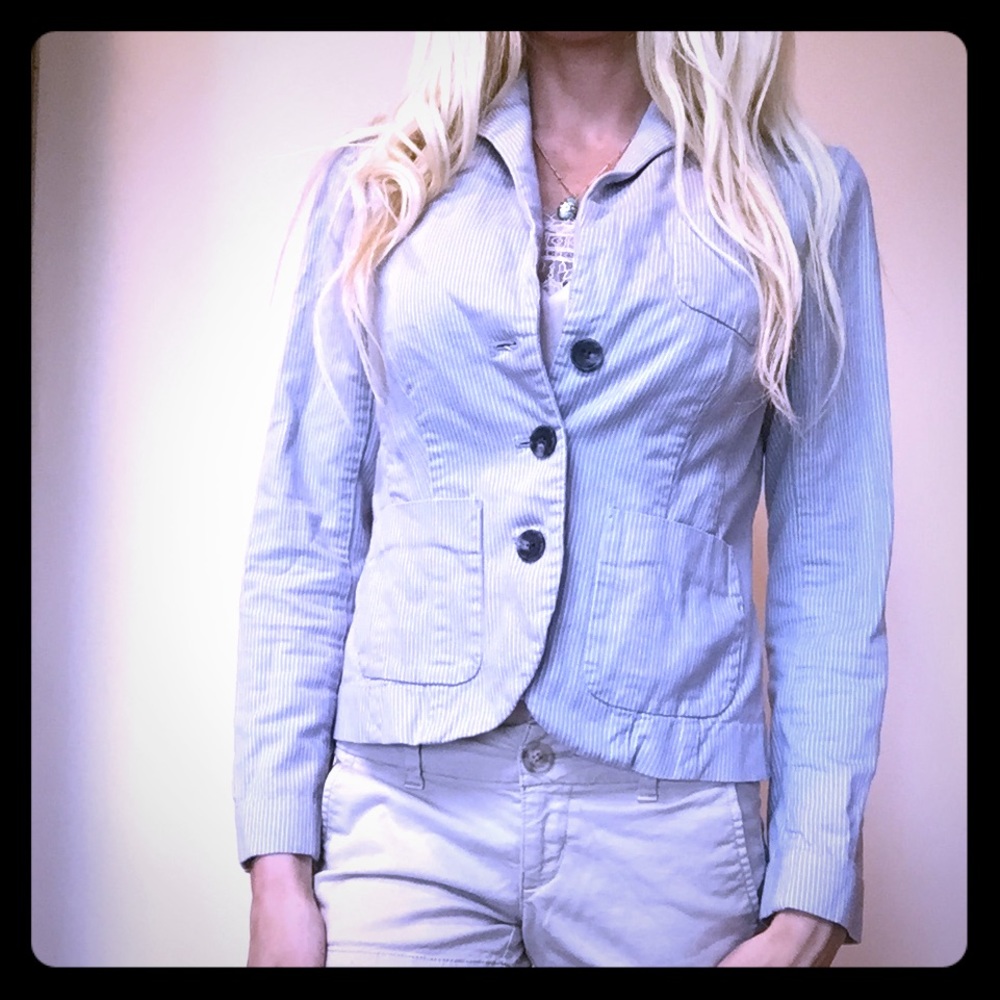Eddie Bauer Blue/white stripe blazer