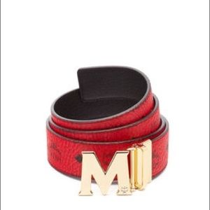 Mens Red MCM Belt