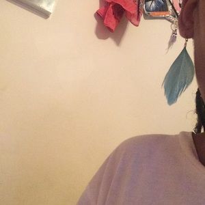 Blue feather earrings