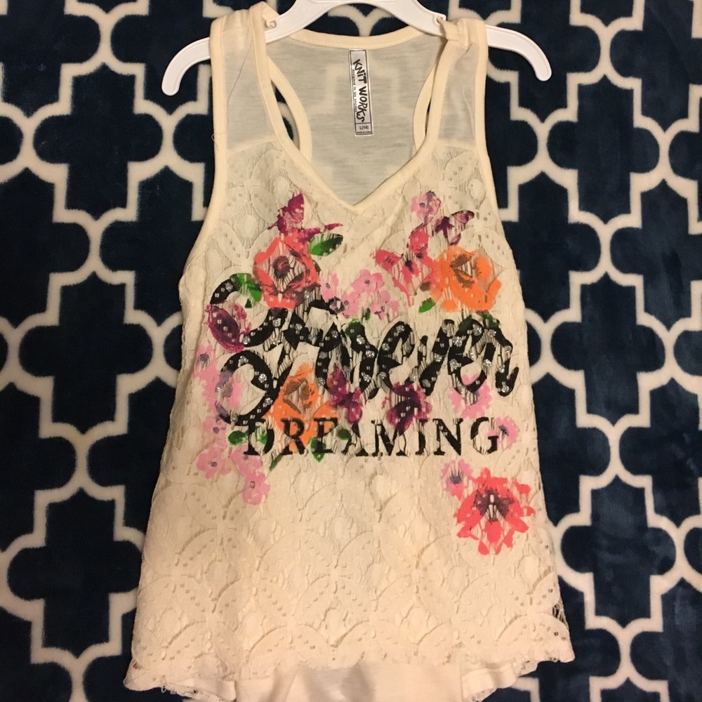 Girls floral knit tank top