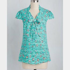⛵️ModCloth Freelance Spirits Top in Sailboats EUC!
