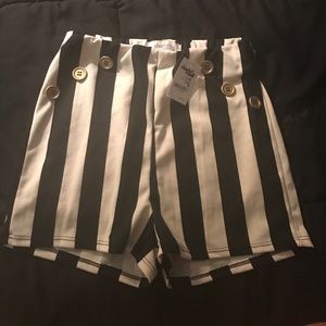 Black and white striped shorts