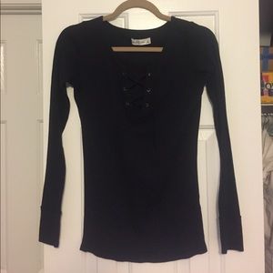 Abercrombie & Fitch Long Sleeve Lace Up Tee