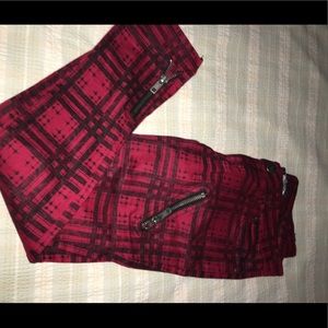 Lip Service red plaid skinny jeans with zippers