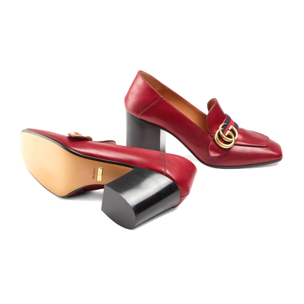 NIB GUCCI Red Peyton mid-heel Loafer Pump NEW