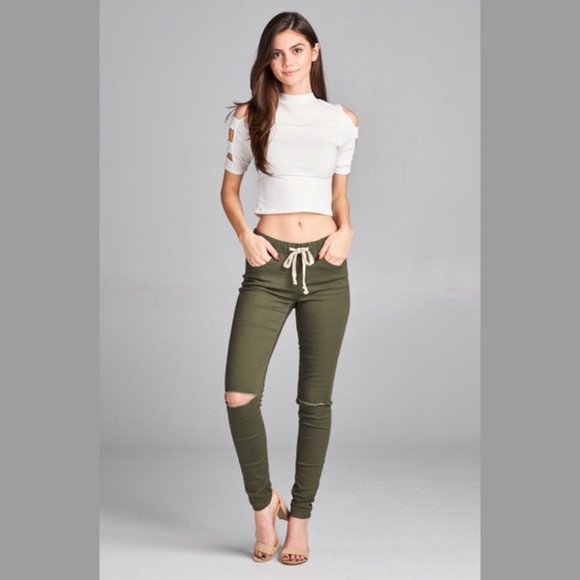 LAST! Black knee Slit Joggers - Picture 7 of 8