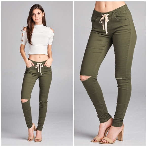 LAST! Black knee Slit Joggers - Picture 6 of 8