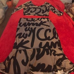 Plus crop top and skirt set