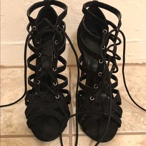 Charlotte Russe Black Lace Up Heels