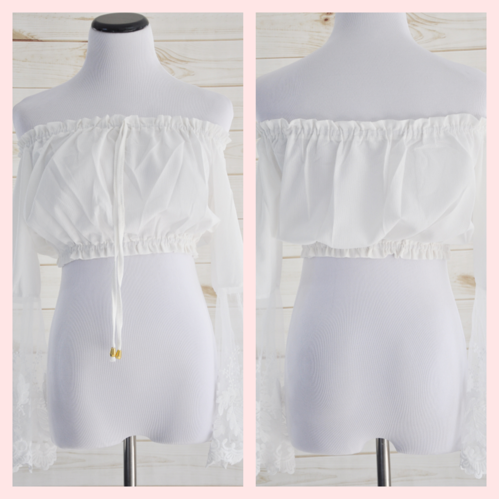 NWOT➡️Boho Off the Shoulder crop top - Picture 2 of 4