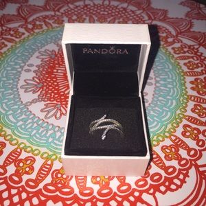 NEVER worn auth Pandora swirling snake ring sz 58
