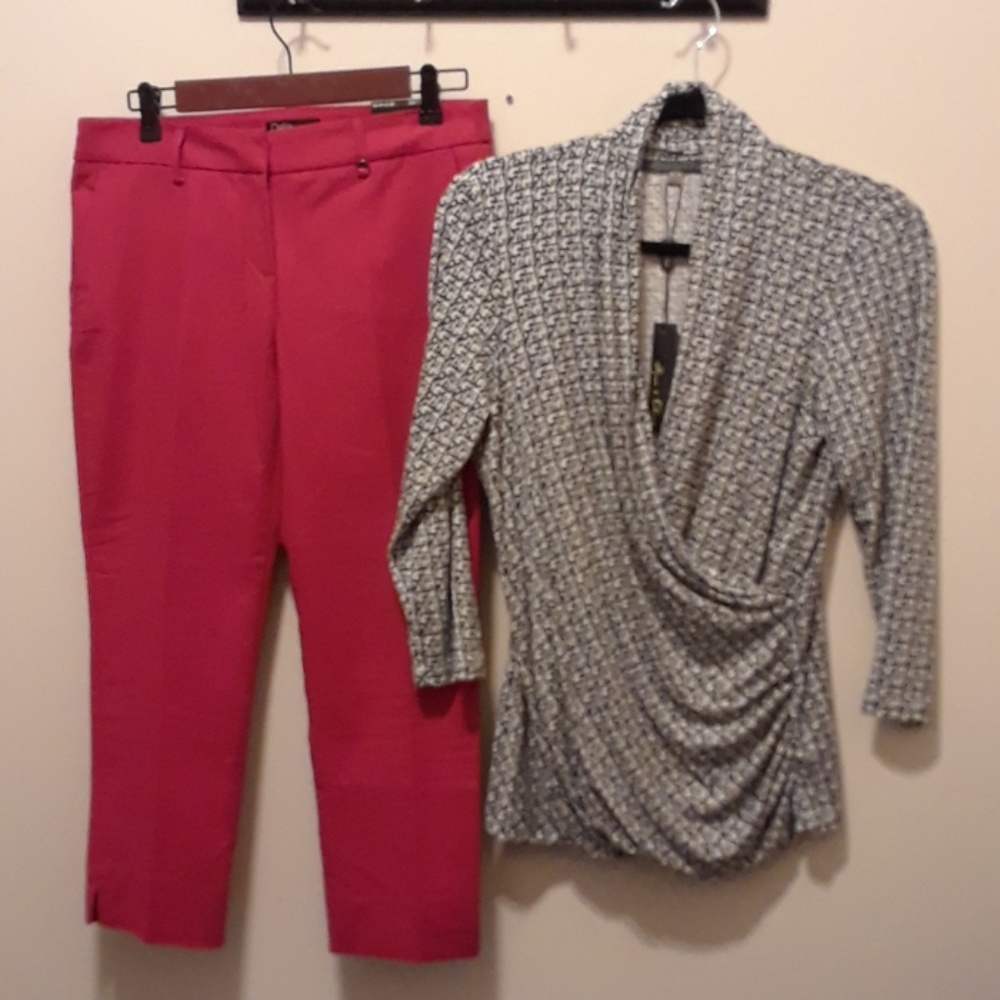 DALIA Red Capri Pants & ROSE & OLIVE Blouse