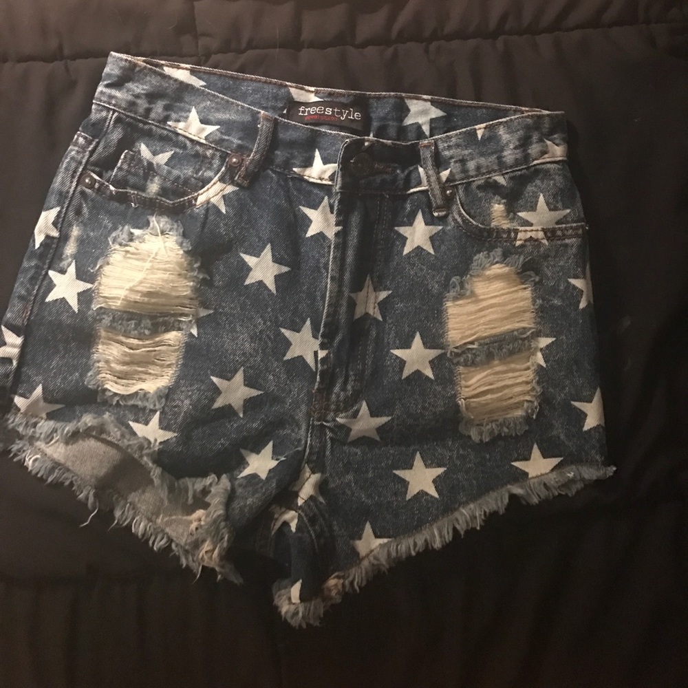 High waisted jean shorts
