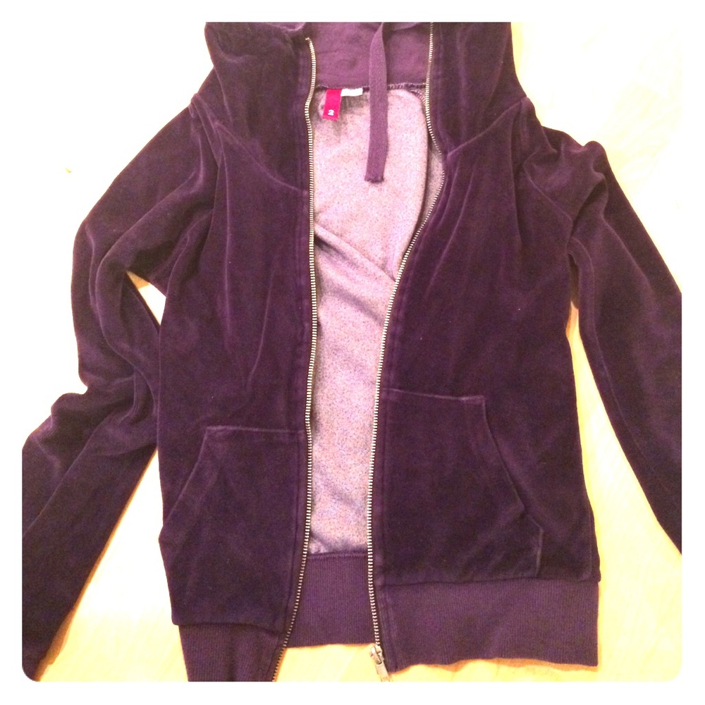 H&M velour sweatshirt zip up size 2 xs purple
