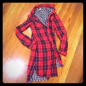 Flannel Red Plaid T-Shirt Dress