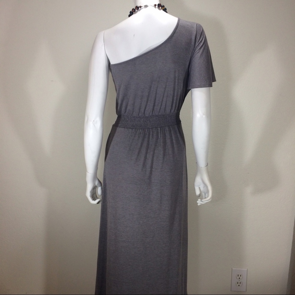 Poof! Brand Gray One Shoulder Dress - Picture 4 of 6