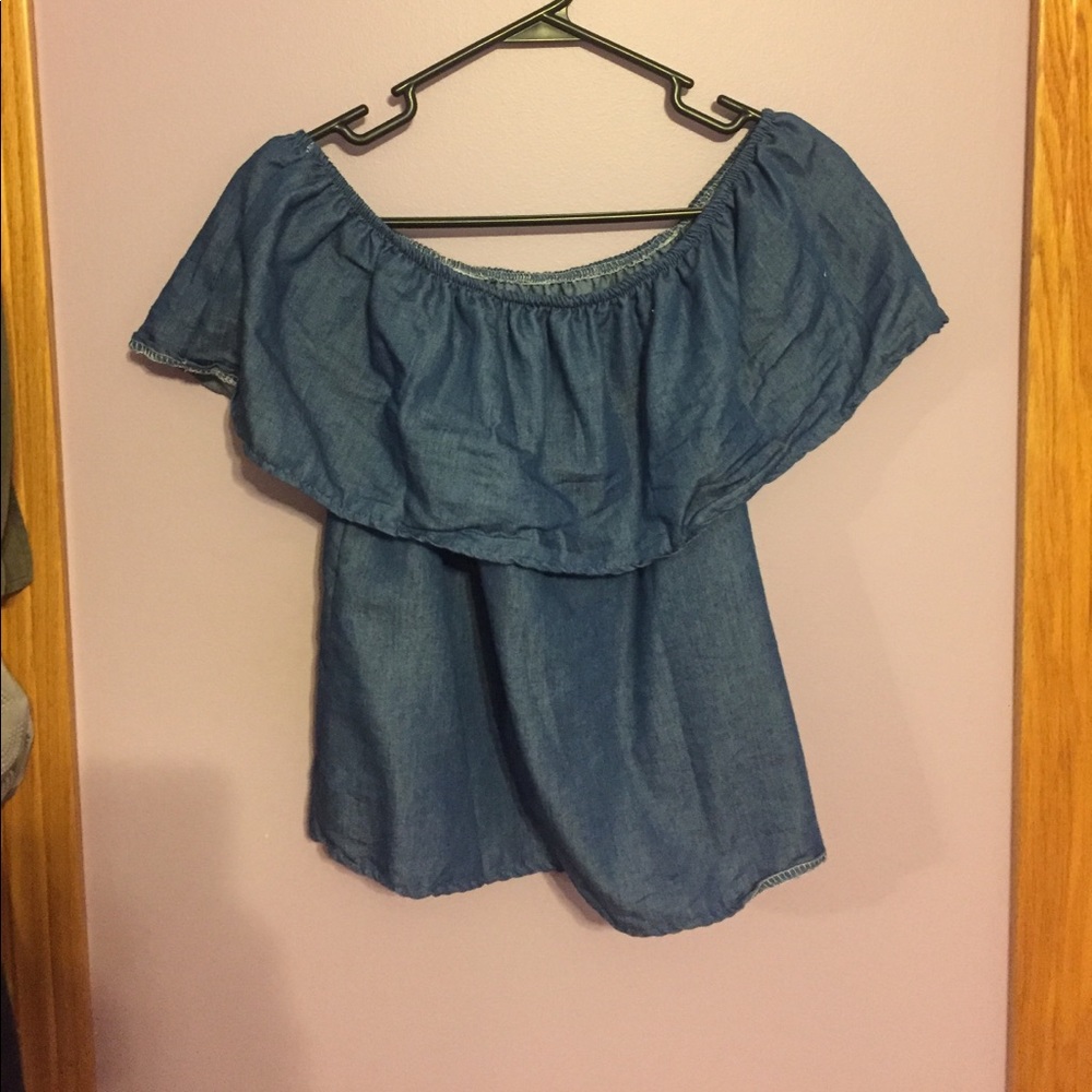 Off the shoulder denim blouse
