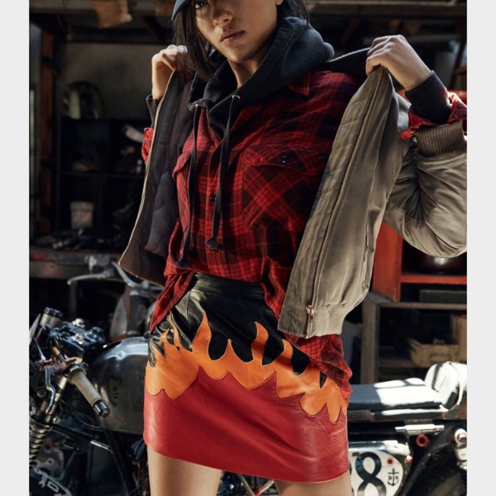 NWT Nasty Gal After Party Flame Leather Skirt