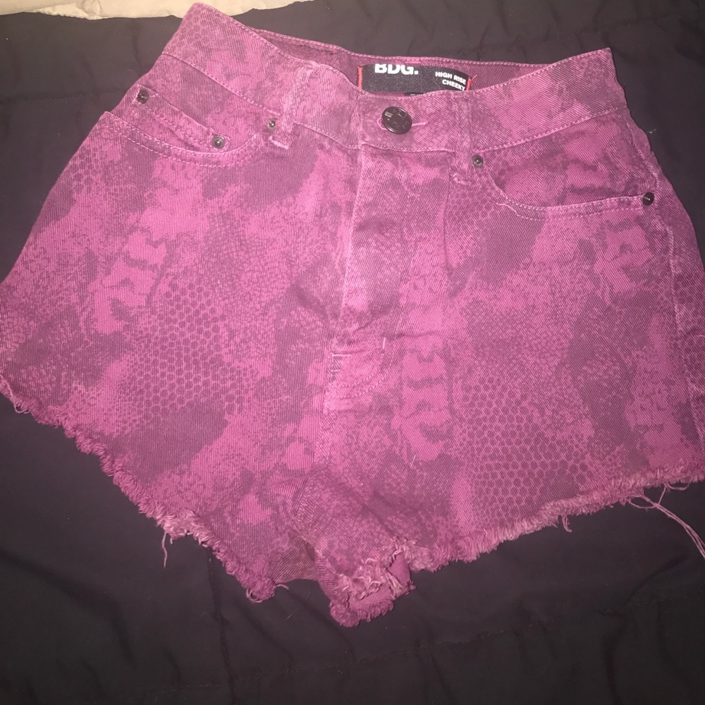 Maroon jean shorts