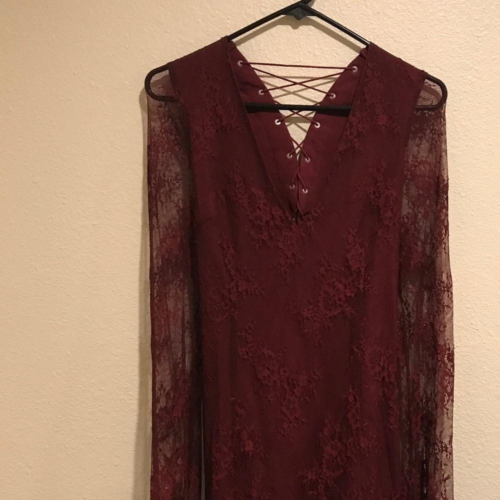 Maroon lace dresss