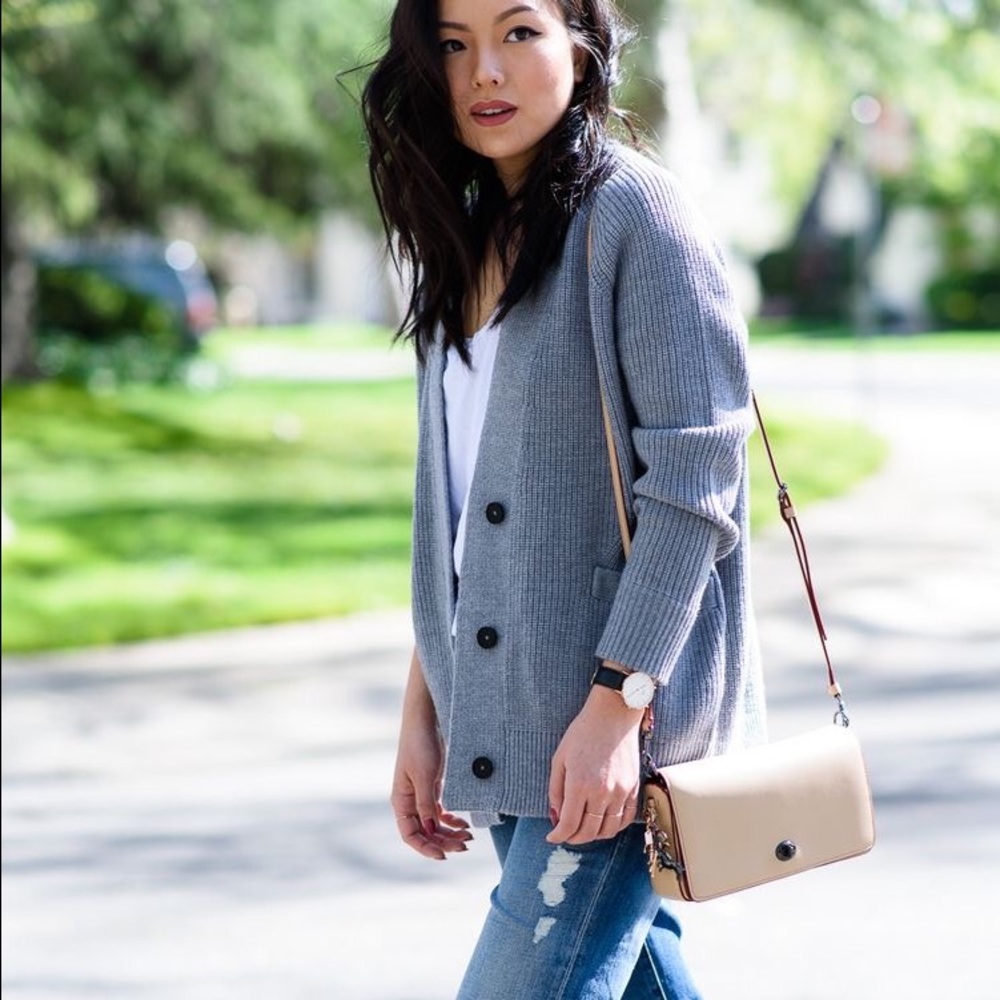 Trumaker Boyfriend Style Button Cardigan Blue