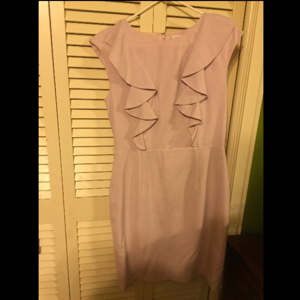 Light pink straight dress with ruffles