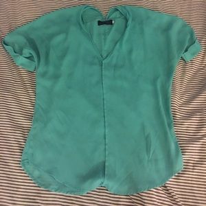 Francesca's Flowy Short Sleeve Top - turquoise