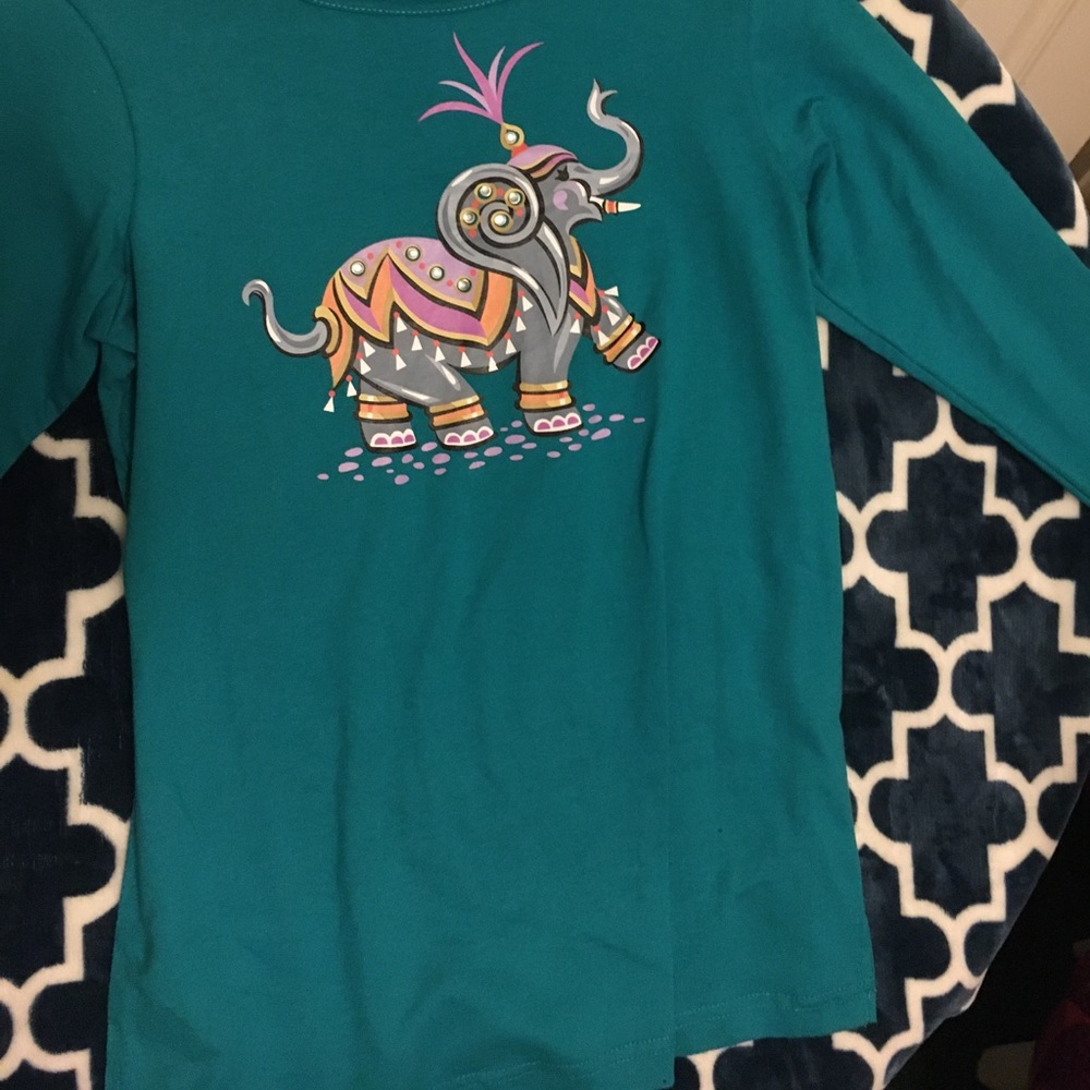 Blue Bob Mackie elephant shirt
