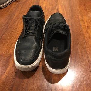 Black leather air Jordans for men