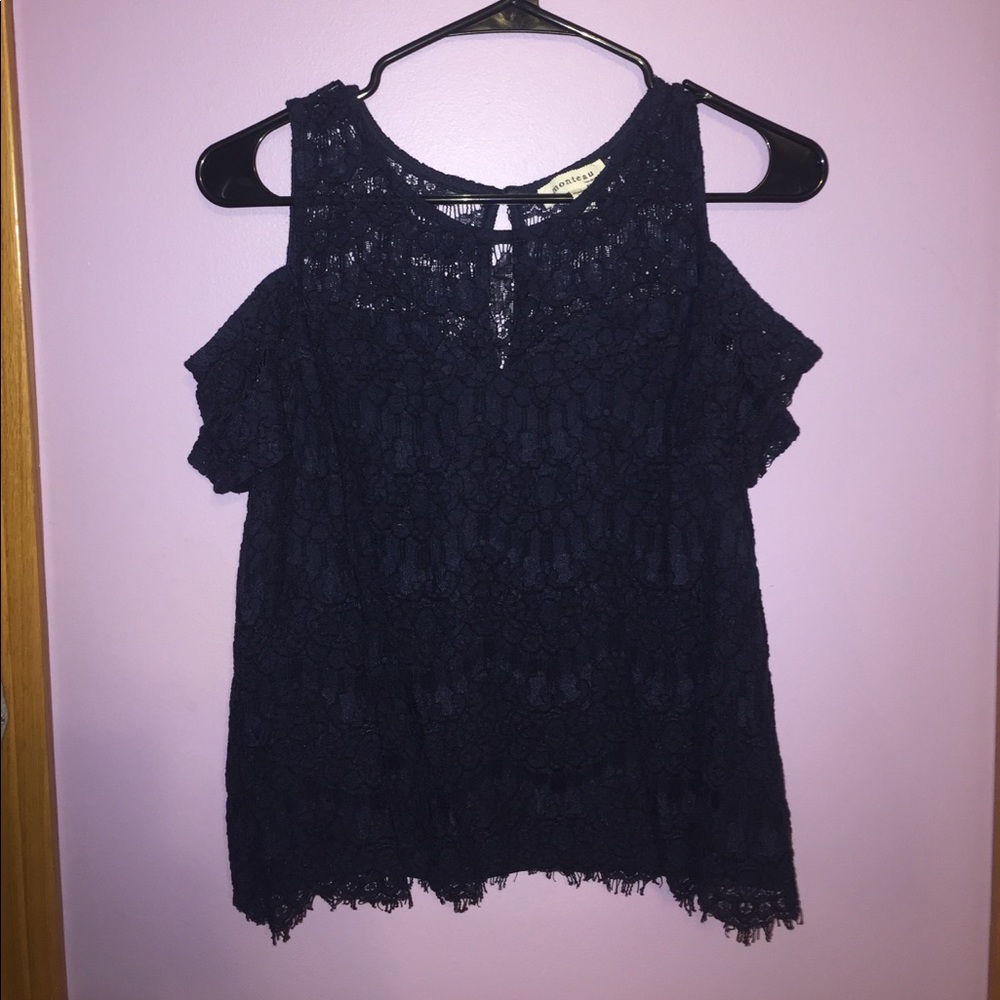Lace cold shoulder top