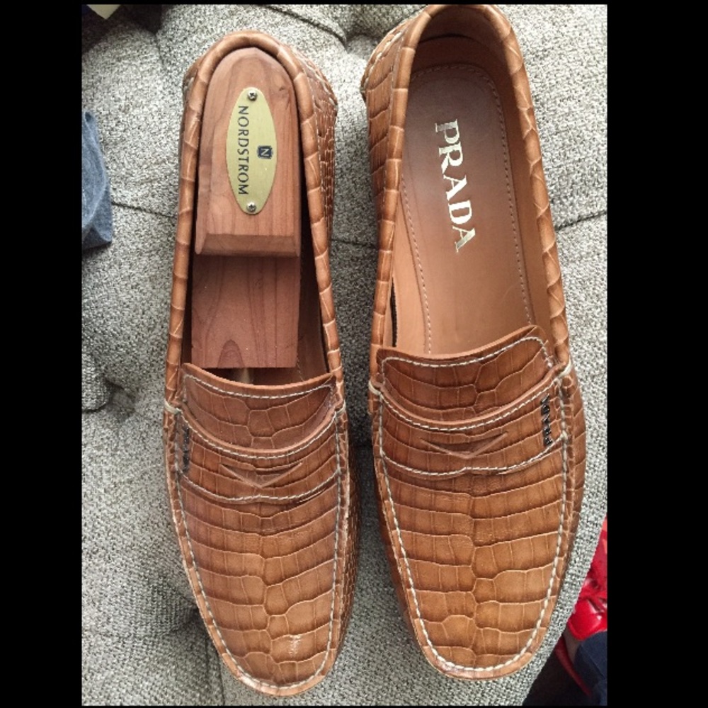 Prada Croc Embossed Driving shoe