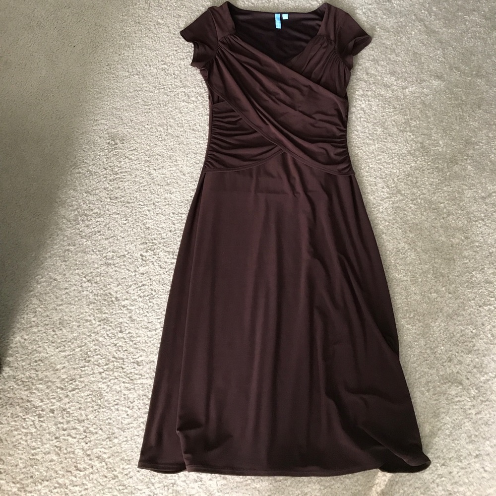 NY collection B-slim ruched faux-wrap dress