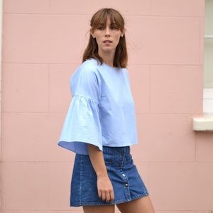{Zara} Flared Sleeved Top