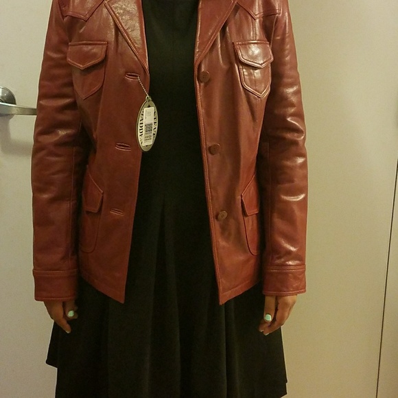 Steve Madden Red vintage leather jacket - Picture 1 of 8