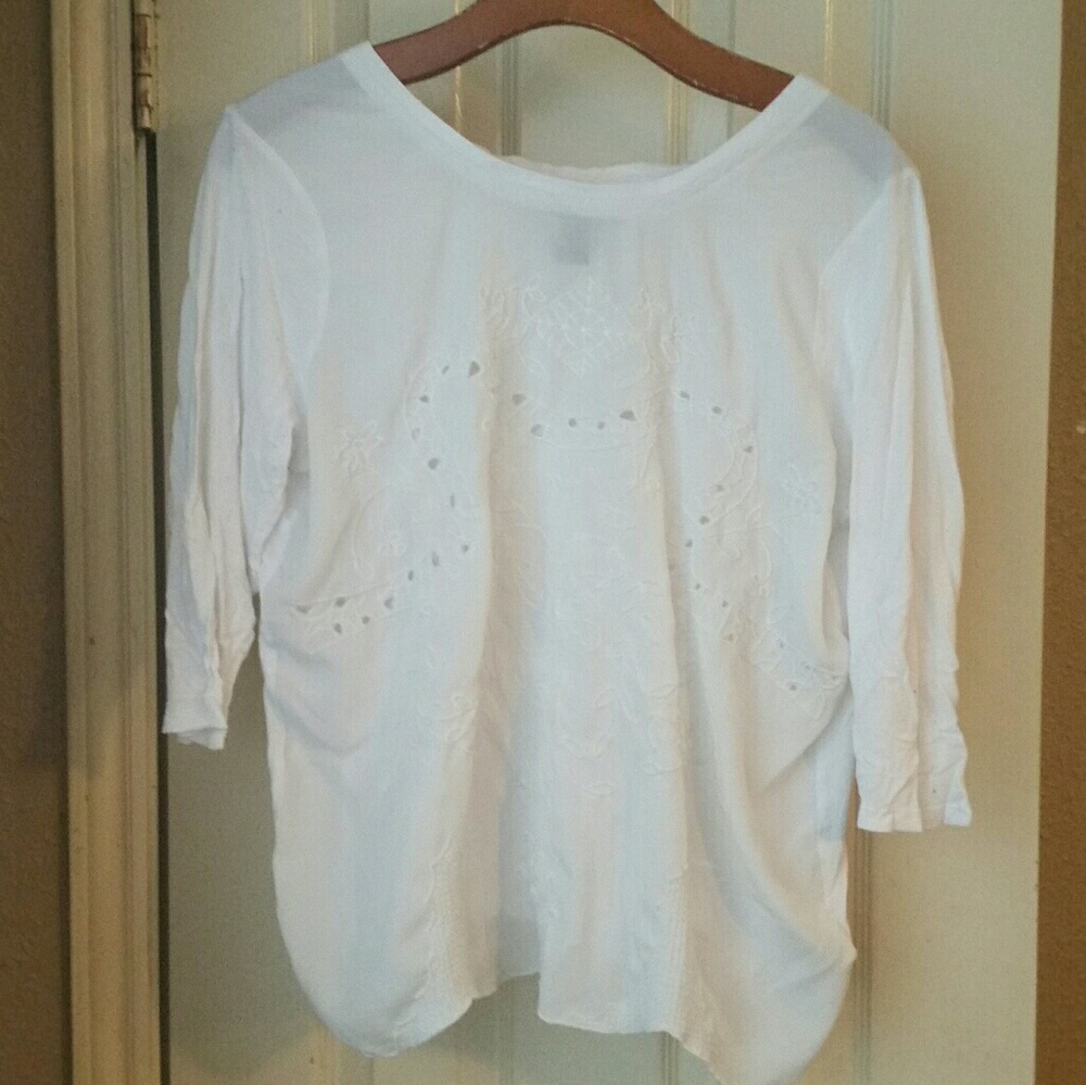Women's embroidered/cutout top