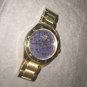 Stain less steal gold coach watch blue face